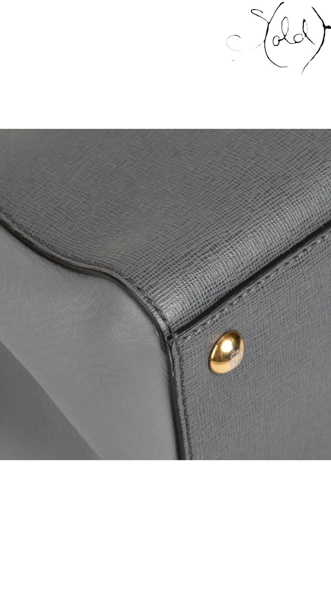 Fendi Petite 2Jours Leather Tote Grey Elite, Detail view | Sold Attire