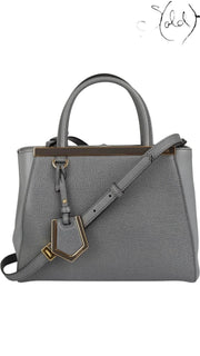 Fendi Petite 2Jours Grey Textured Leather Tote 2010s