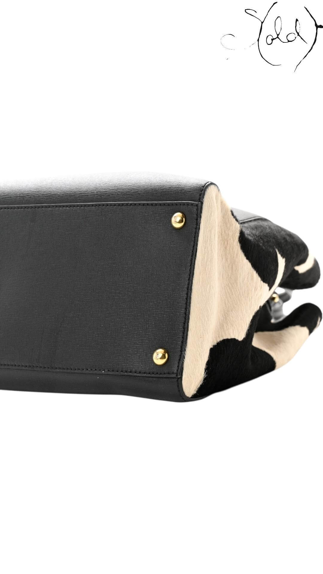 Fendi 2Jours Vitello Elite Cow Print Tote 2010s, Interior view | Sold Attire