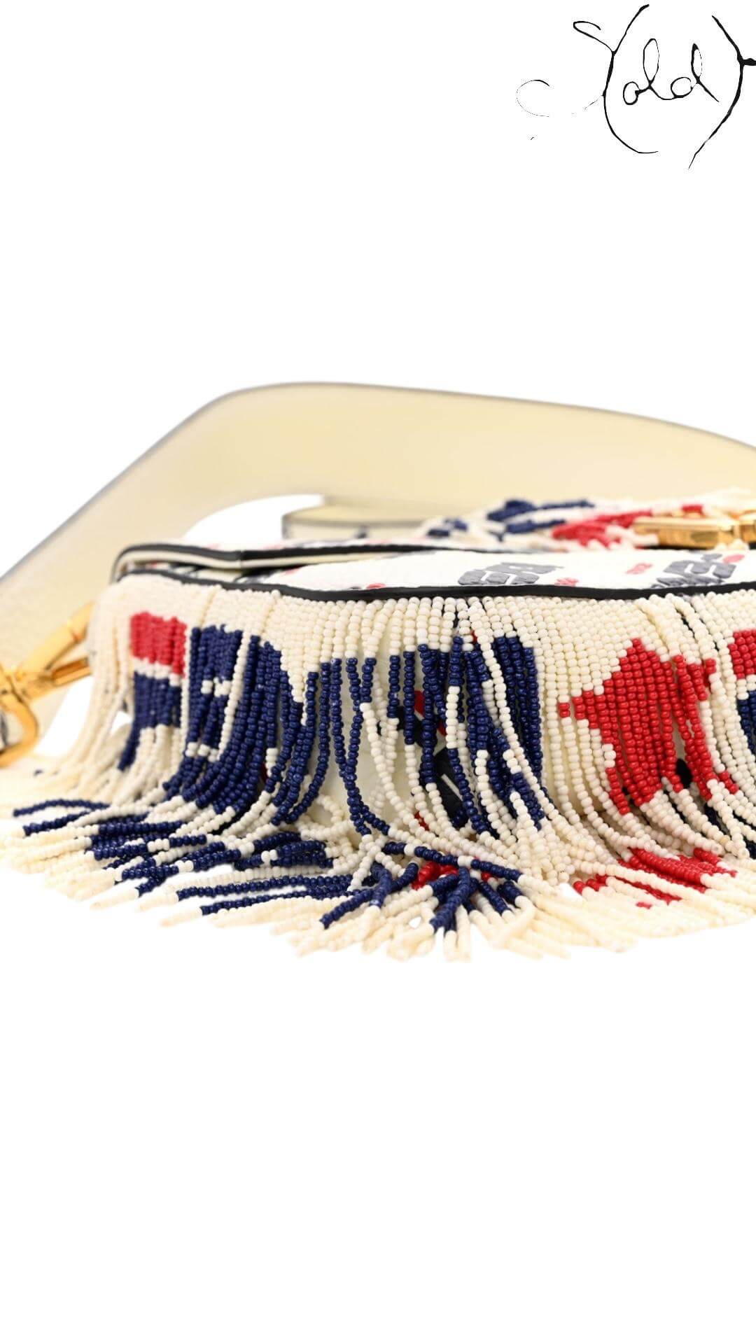 Fendi x Fila Calfskin Beaded Fringe Baguette Shoulder Bag – Sport-Lux Redux, Interior view | Sold Attire