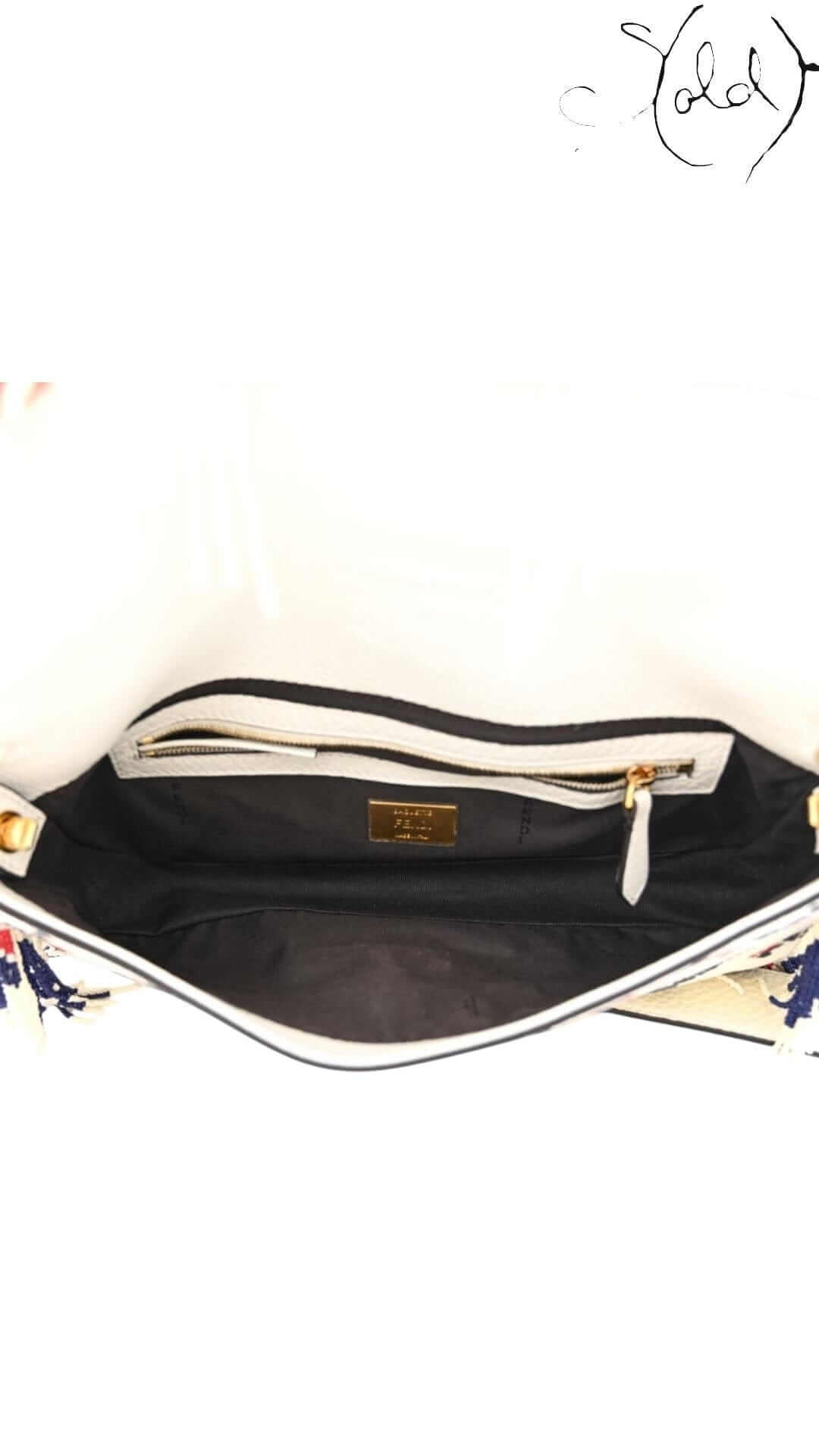 Fendi x Fila Calfskin Beaded Fringe Baguette Shoulder Bag – Sport-Lux Redux, Detail view | Sold Attire