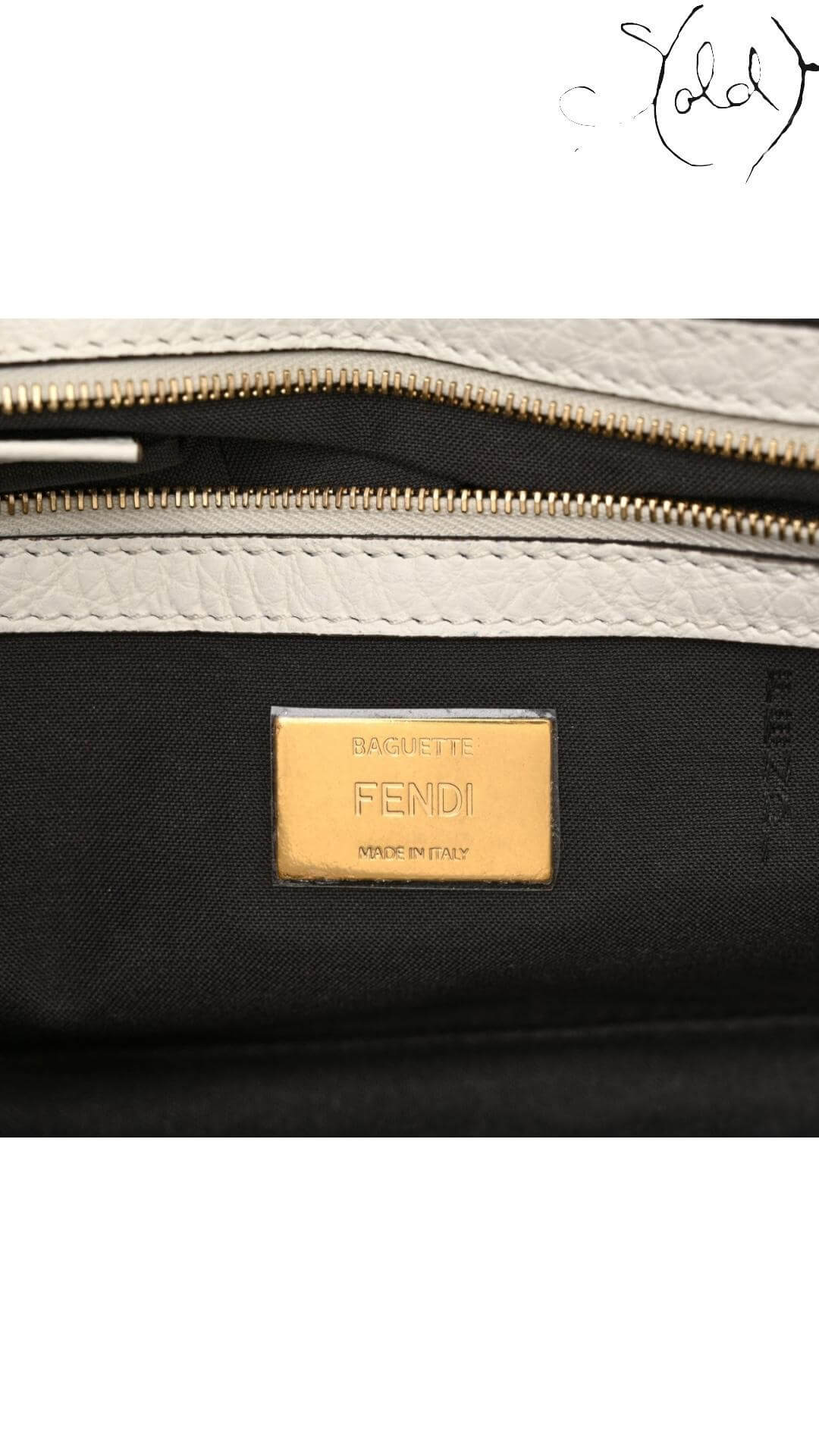 Fendi x Fila Calfskin Beaded Fringe Baguette Shoulder Bag – Sport-Lux Redux, Hardware detail | Sold Attire