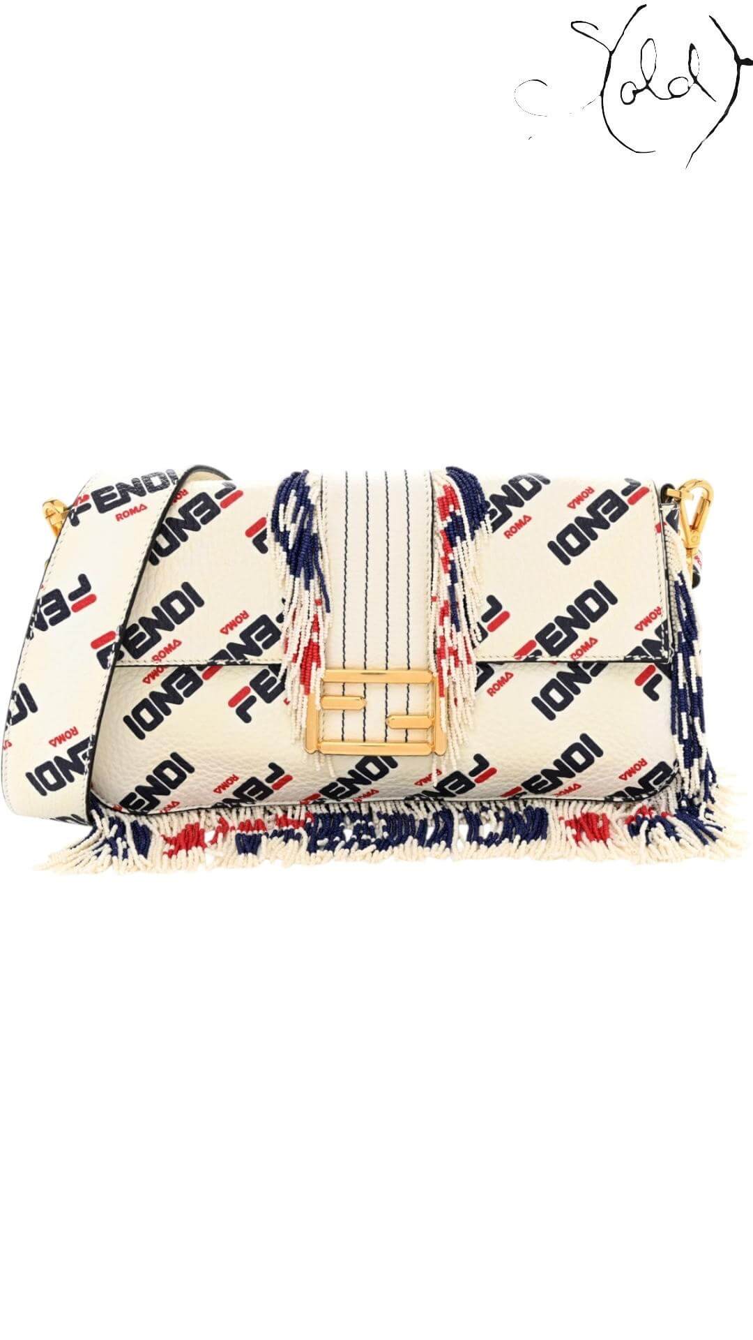 Fendi x Fila Calfskin Beaded Fringe Baguette Shoulder Bag – Sport-Lux Redux — Authenticated Pre-Owned | Sold Attire