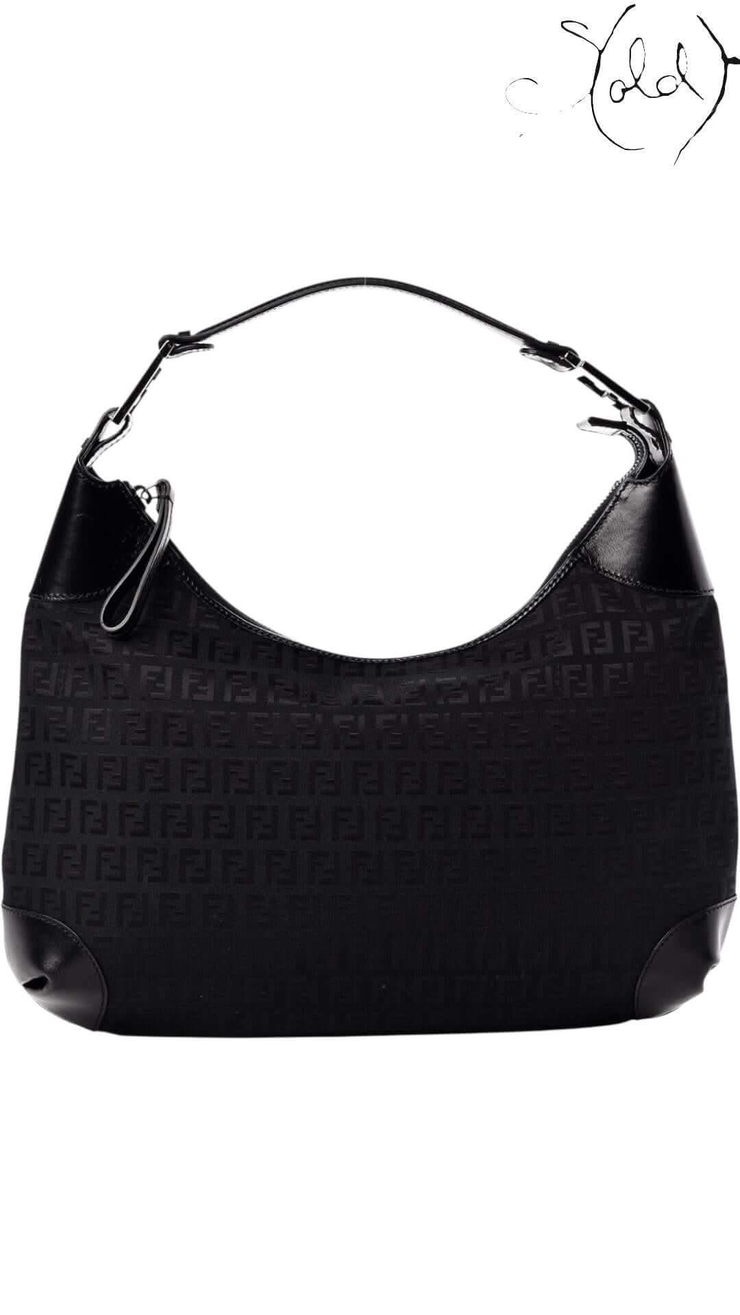 FENDI Zucchino Monogram Hobo – Black Canvas & Leather | Sold Attire - Sold Attire