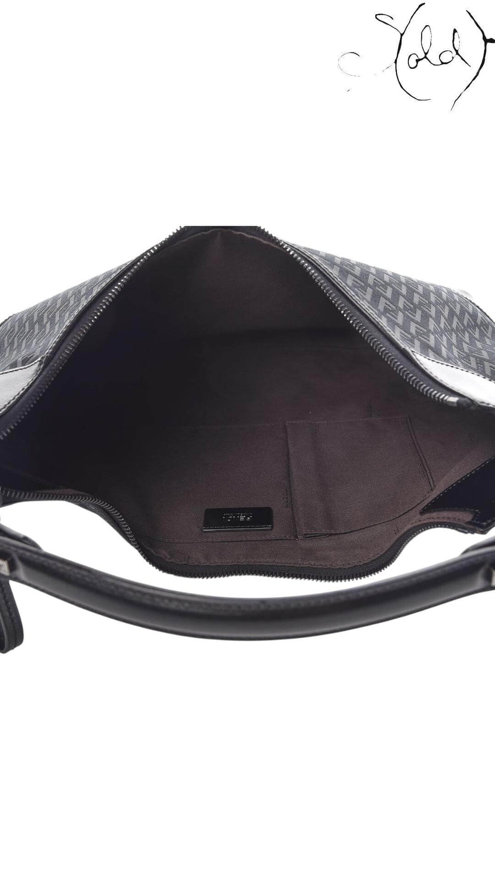 FENDI Zucchino Monogram Hobo – Black Canvas & Leather, Back view | Sold Attire