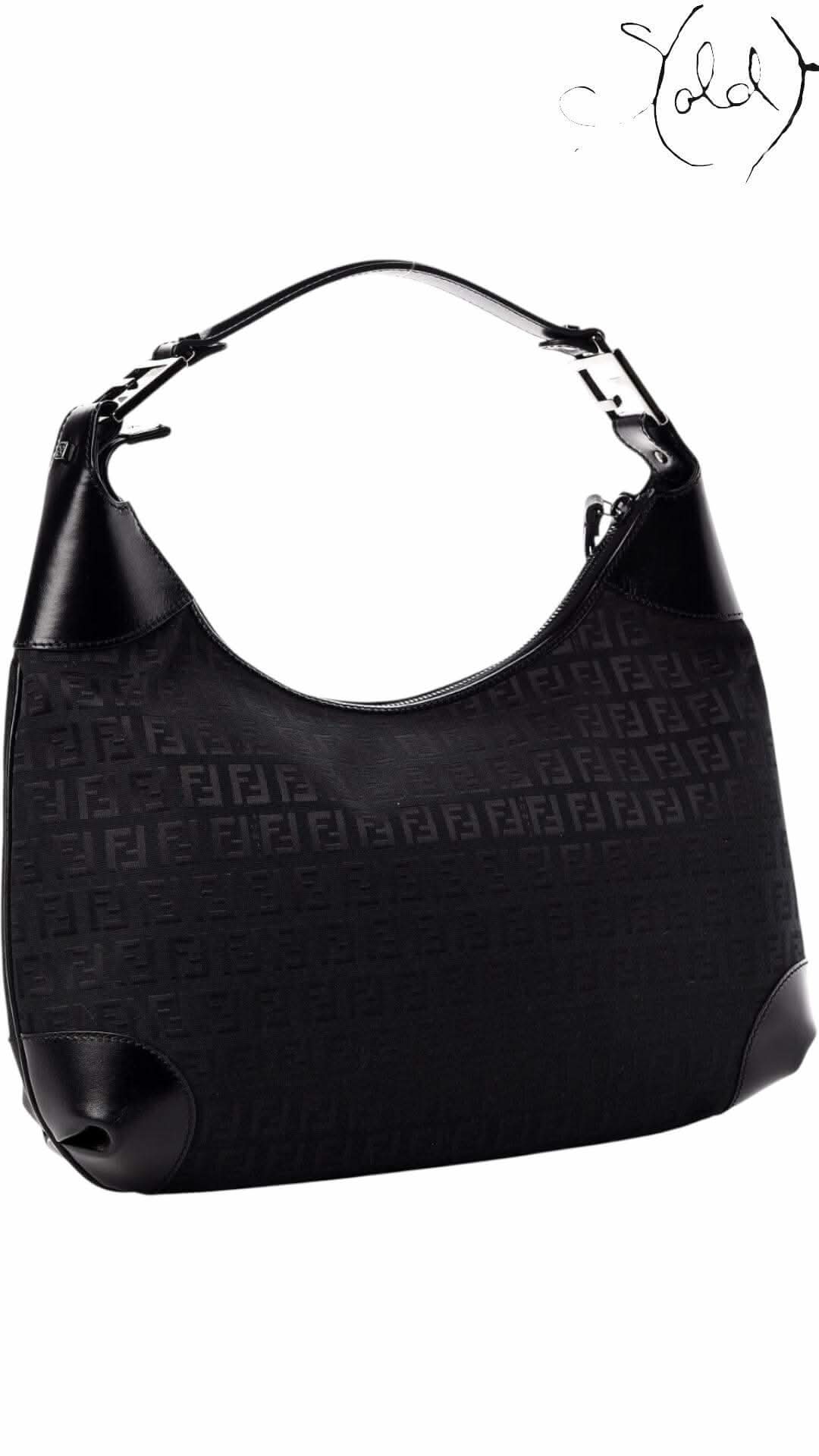FENDI Zucchino Monogram Hobo – Black Canvas & Leather | Sold Attire - Sold Attire