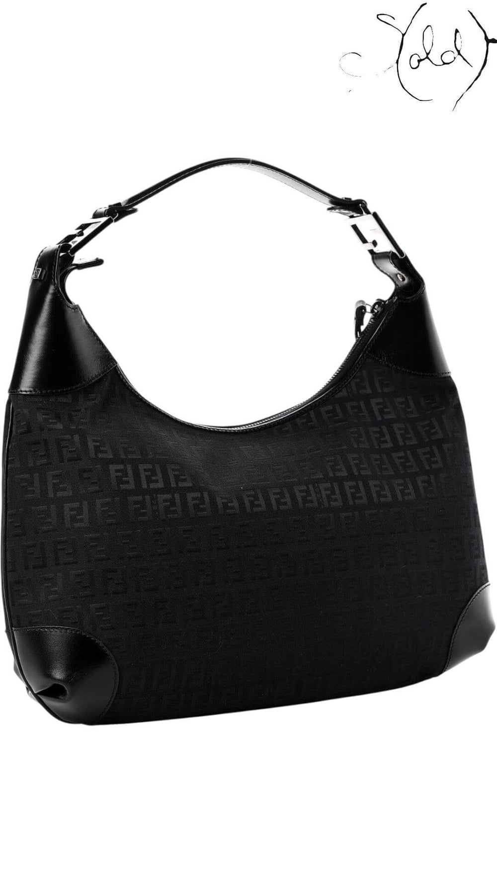 FENDI Zucchino Monogram Hobo – Black Canvas & Leather, Interior view | Sold Attire