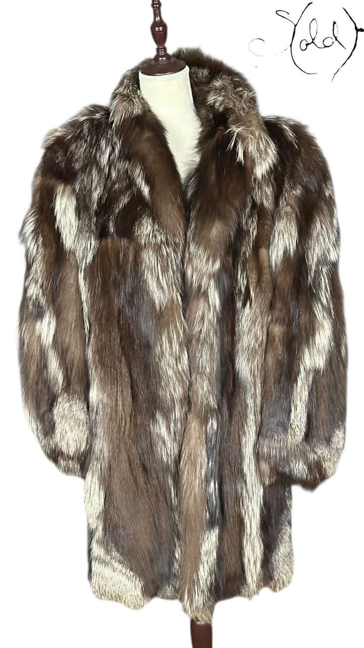 French Furrier Fur Coat Vintage French Silver Fox Fur Coat 1980s Large XL Mint Condition | Sold Attire