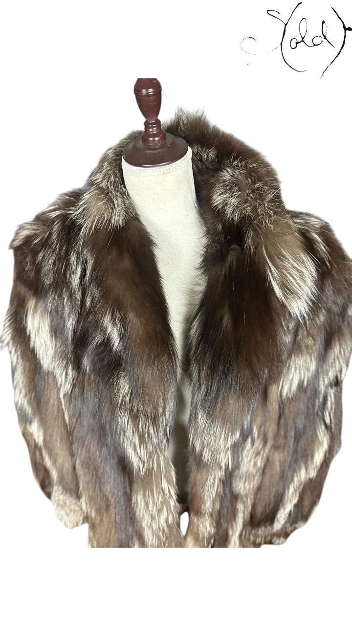 Vintage French Silver Fox Fur Coat 1980s Large XL Mint Condition, Back view | Sold Attire