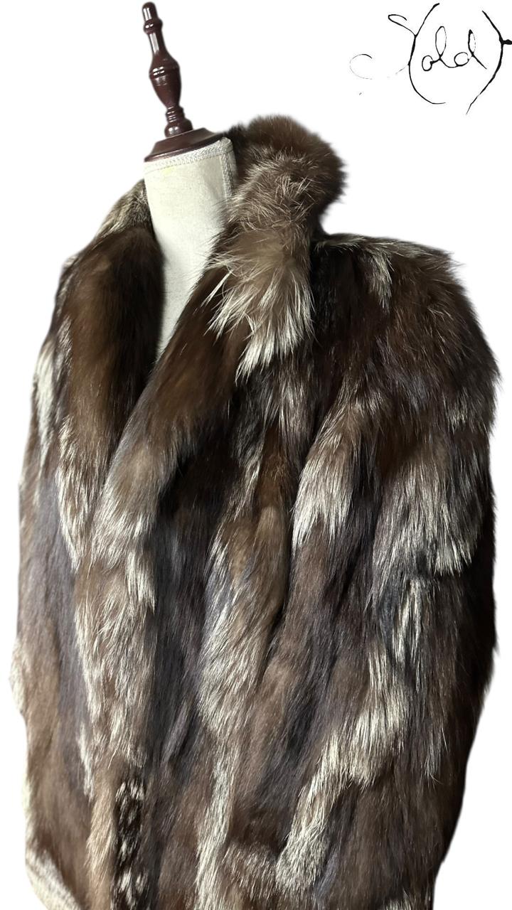 Vintage French Silver Fox Fur Coat 1980s Large XL Mint Condition, Detail view | Sold Attire