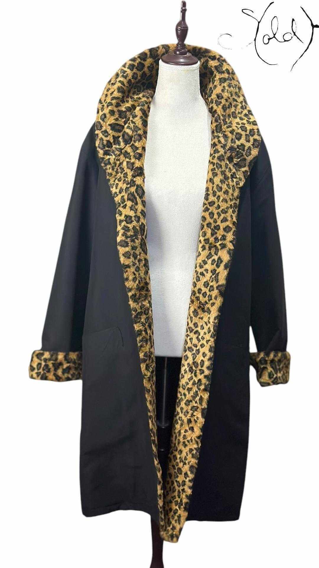 Giancarlo Valentino Leopard-Lined Coat – Statement Elegance, Back view | Sold Attire