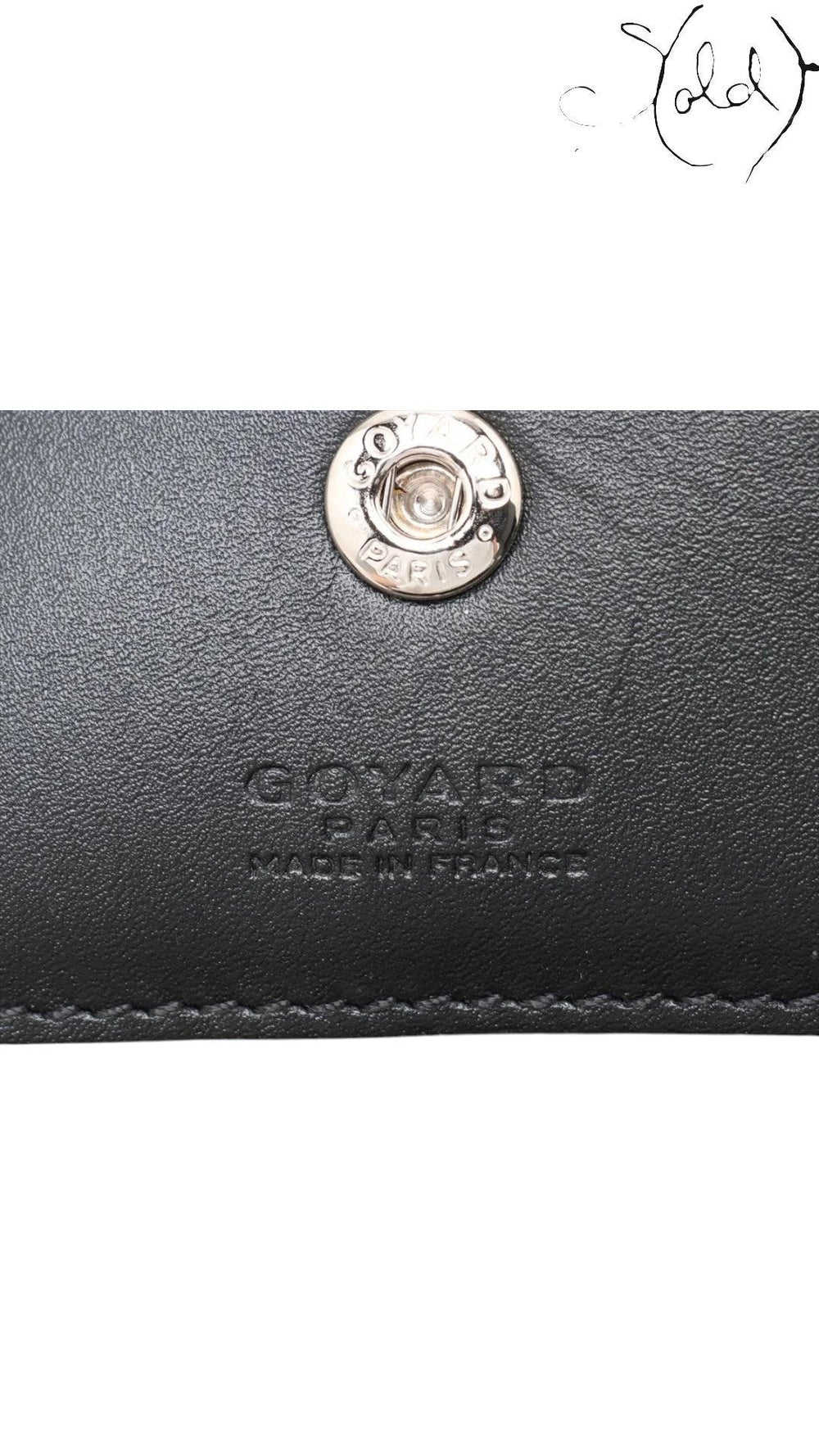 Sold Attire Goyard Saint Louis PM pouch interior with silver-tone snap button and embossed logo stamp
