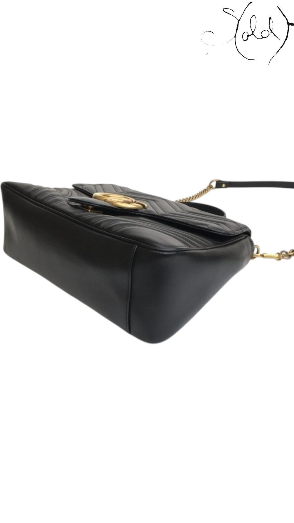 Gucci Black GG Marmont Top Handle Bag, Side view | Sold Attire