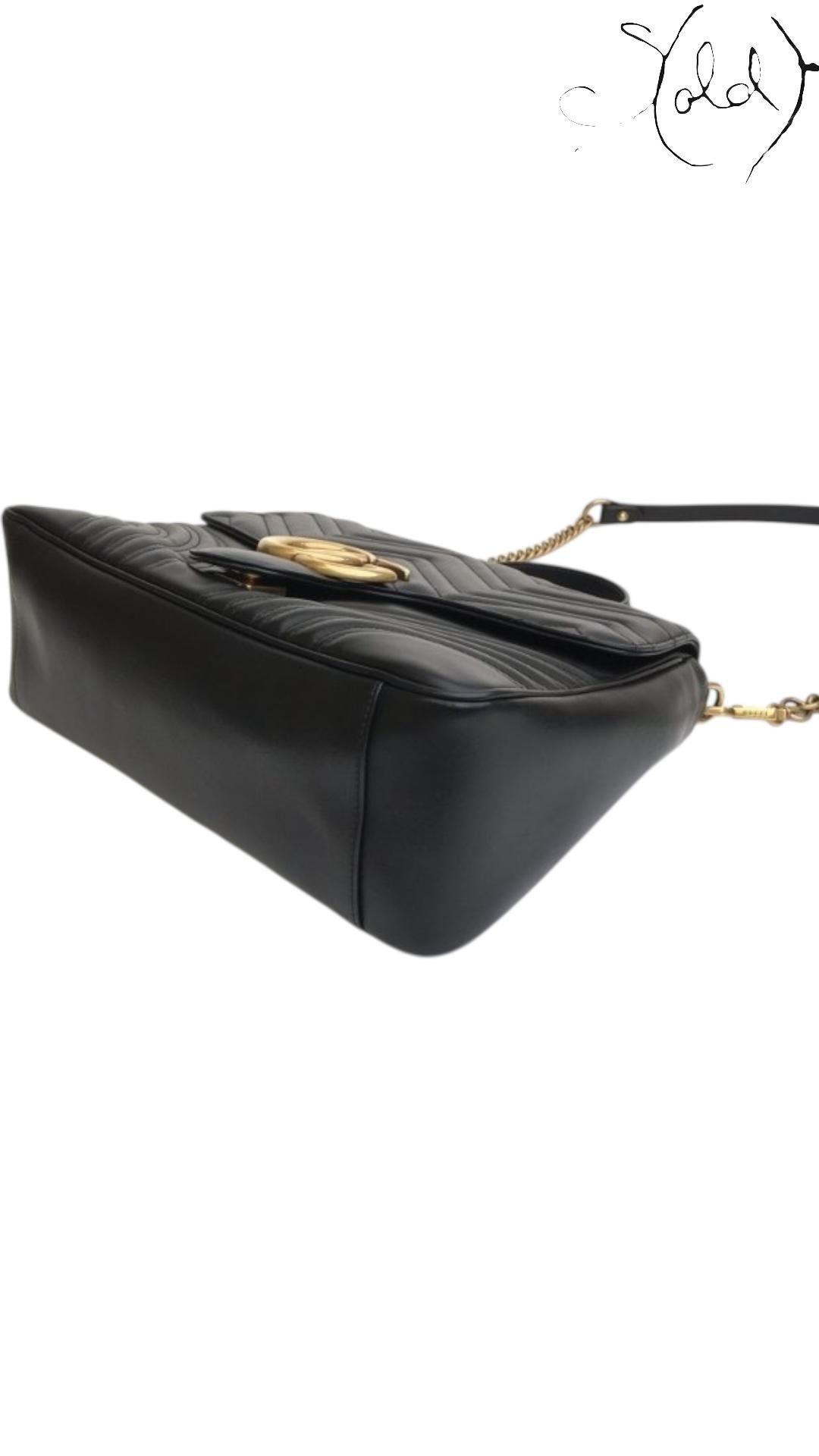Gucci Black GG Marmont Top Handle Bag, Side view | Sold Attire