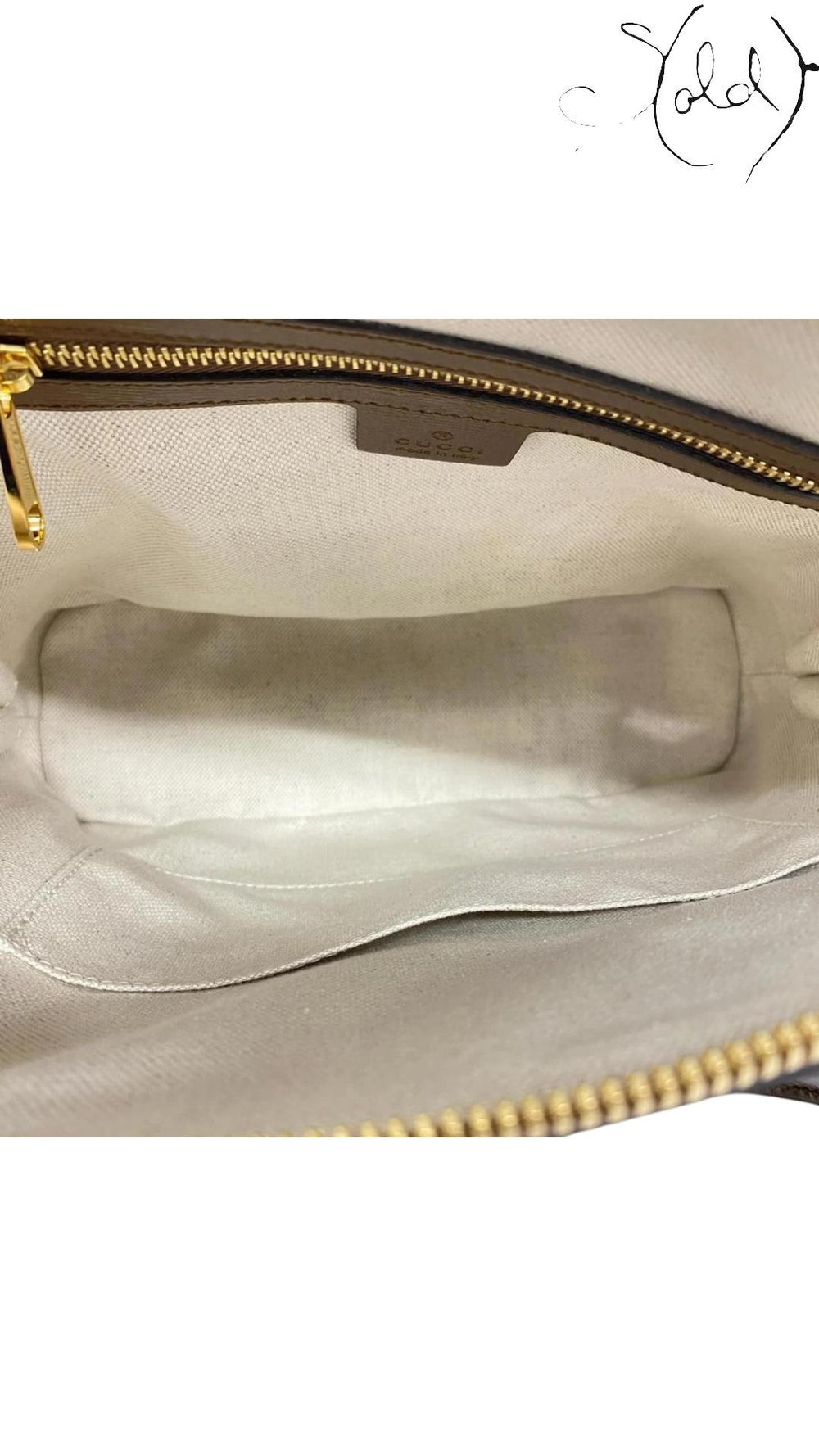 Gucci Brown Horsebit Handbag with Gold Hardware, Interior view | Sold Attire