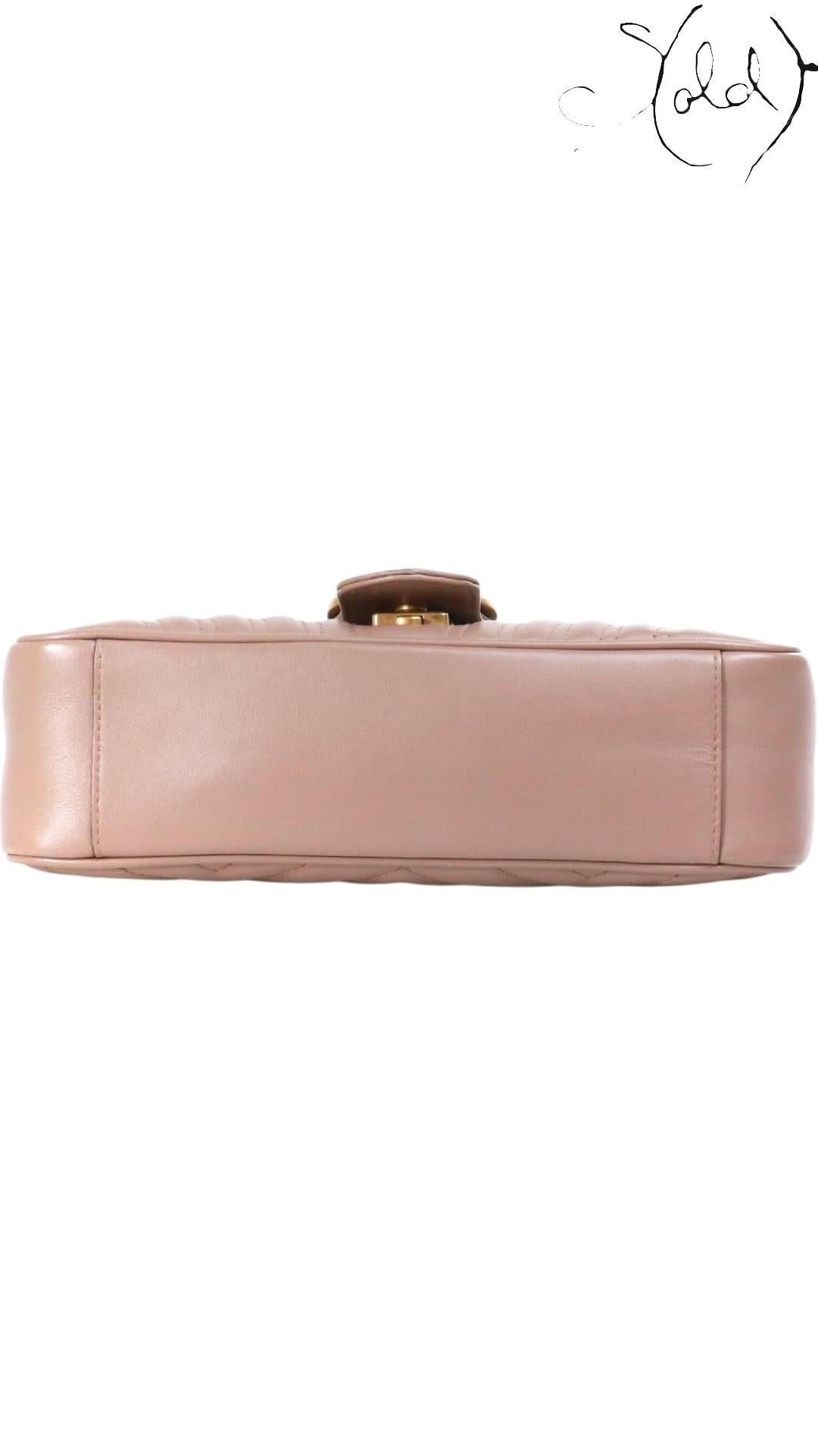 Gucci Dusty Pink GG Marmont Mini Matelassé Shoulder Bag | Sold Attire - Sold Attire
