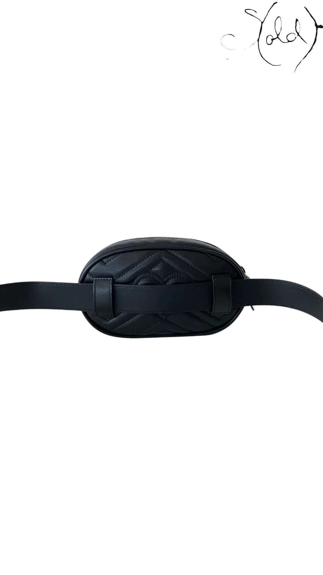 Gucci GG Marmont Belt Bag – Black Matelassé Leather | Sold Attire - Sold Attire