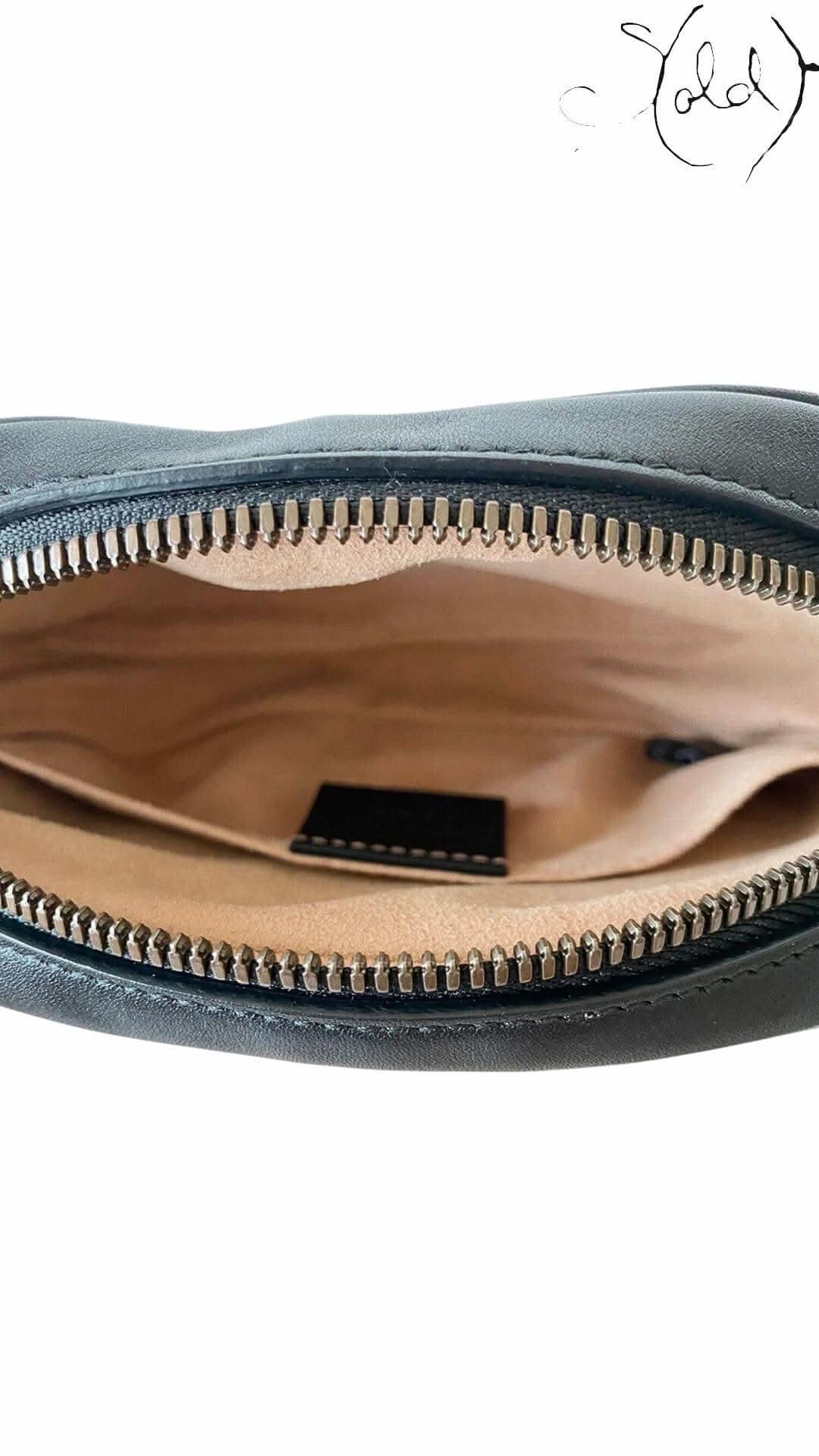 Gucci GG Marmont Belt Bag – Black Matelassé Leather | Sold Attire - Sold Attire