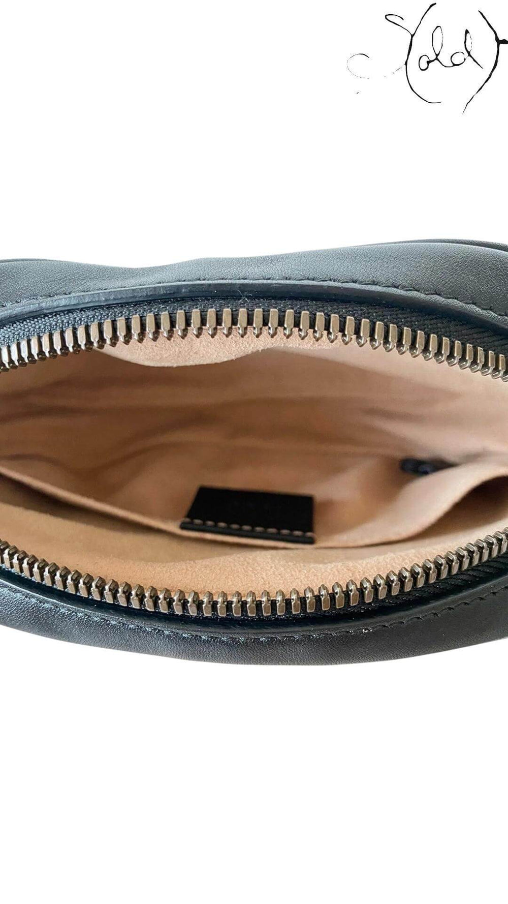 Gucci GG Marmont Belt Bag – Black Matelassé Leather, Interior view | Sold Attire