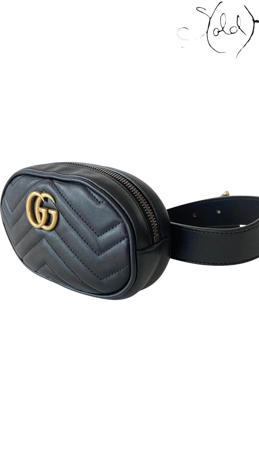 Gucci GG Marmont Belt Bag – Black Matelassé Leather, Back view | Sold Attire