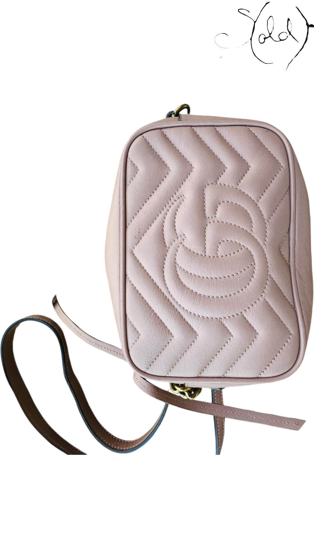 GUCCI GG MARMONT CAMERA BAG – DUSTY ROSE | SOLD ATTIRE, Interior view | Sold Attire