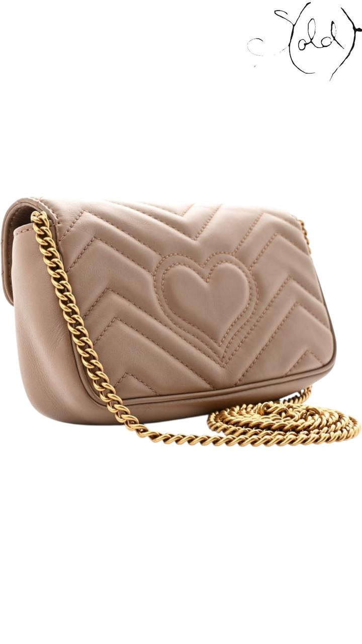 Gucci GG Marmont Super Mini Shoulder Bag Porcelain Rose 2020s, Back view | Sold Attire