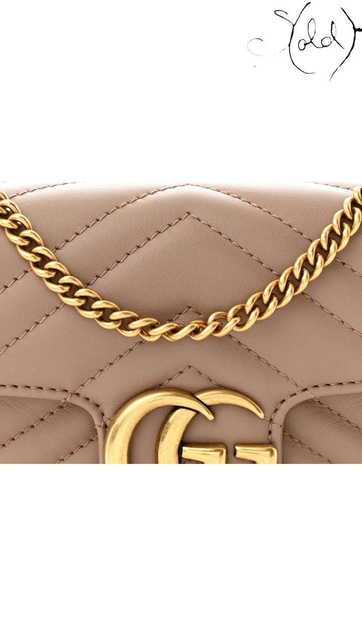 Gucci GG Marmont Super Mini Shoulder Bag Porcelain Rose 2020s, Interior view | Sold Attire