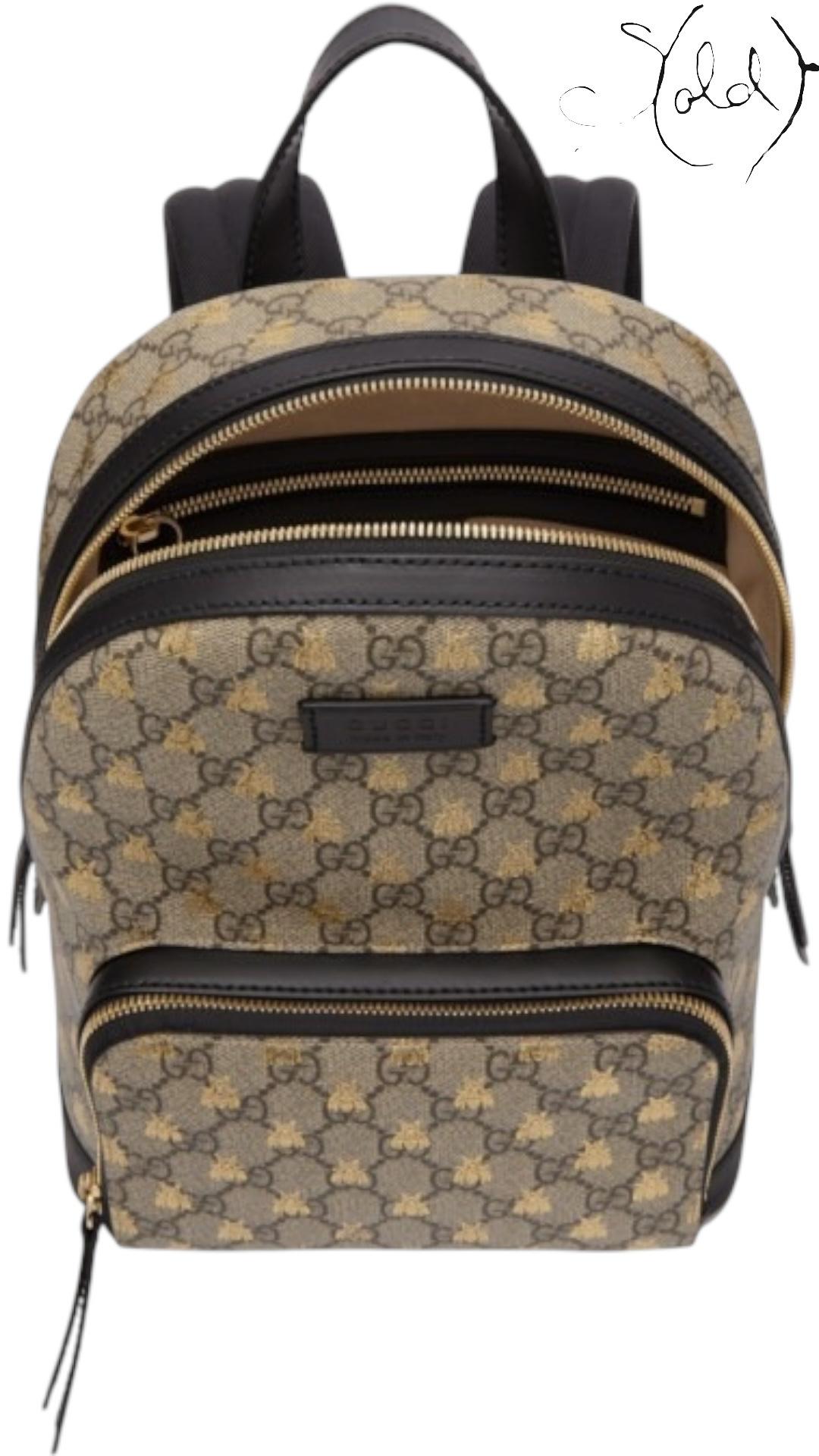 Gucci GG Supreme Bestiary Backpack with Bee Embroidery, Back view | Sold Attire