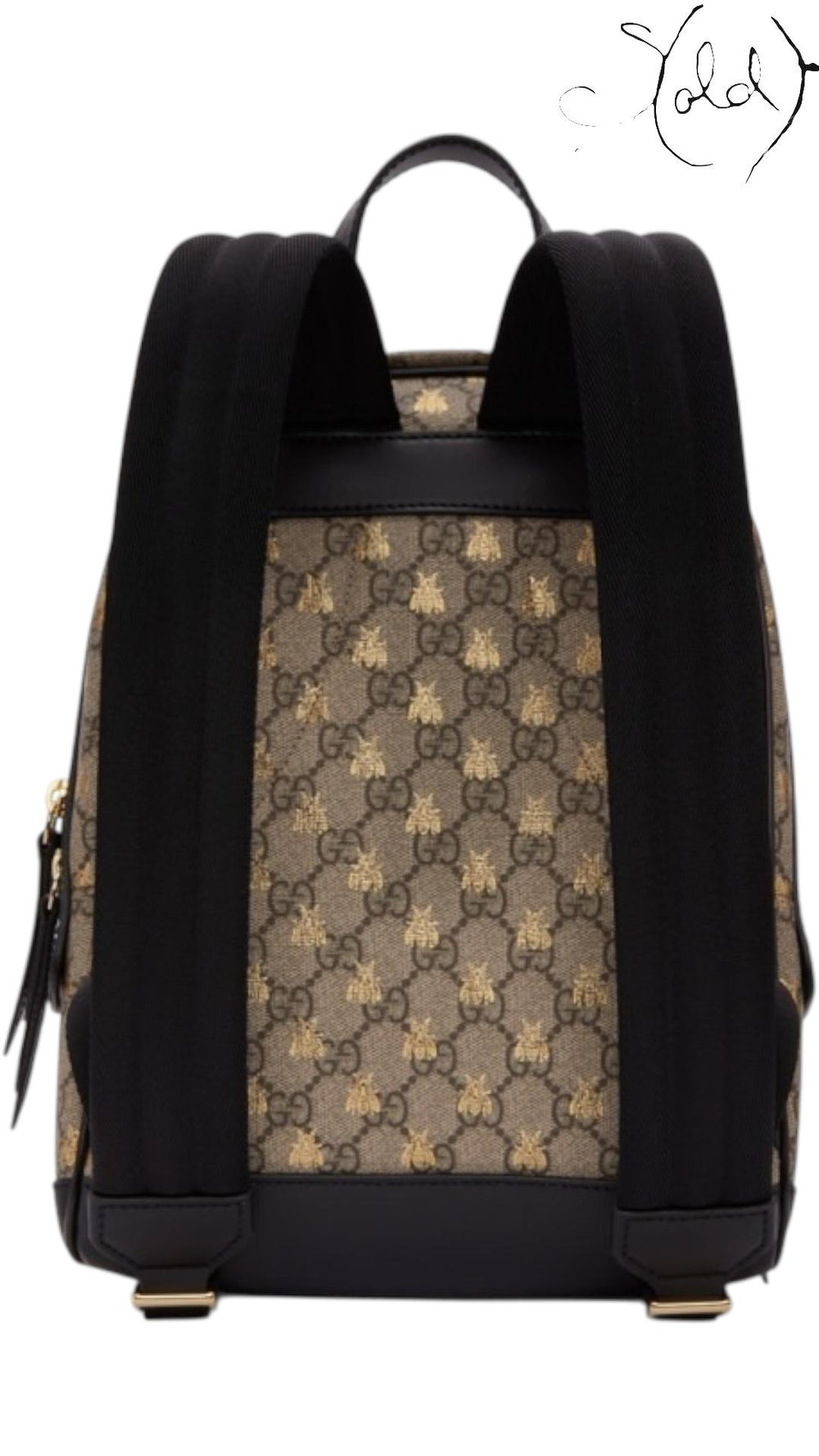Gucci GG Supreme Bestiary Backpack with Bee Embroidery, Interior view | Sold Attire