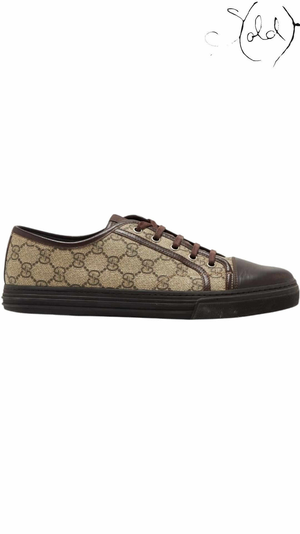GUCCI GG Supreme Cap-Toe Sneakers – Classic Low-Top Revival, Hardware detail | Sold Attire