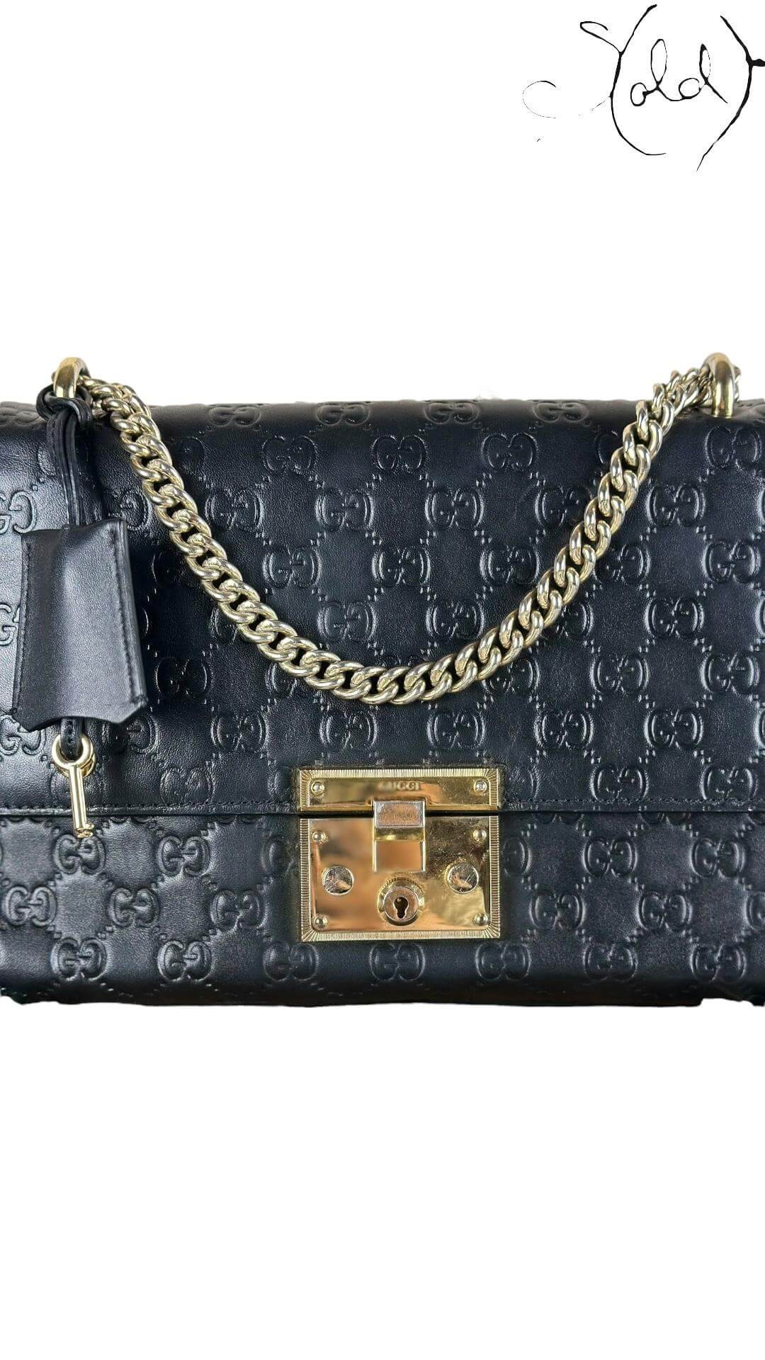 Gucci Guccissima Padlock Shoulder Bag – Noir Luxe, Back view | Sold Attire