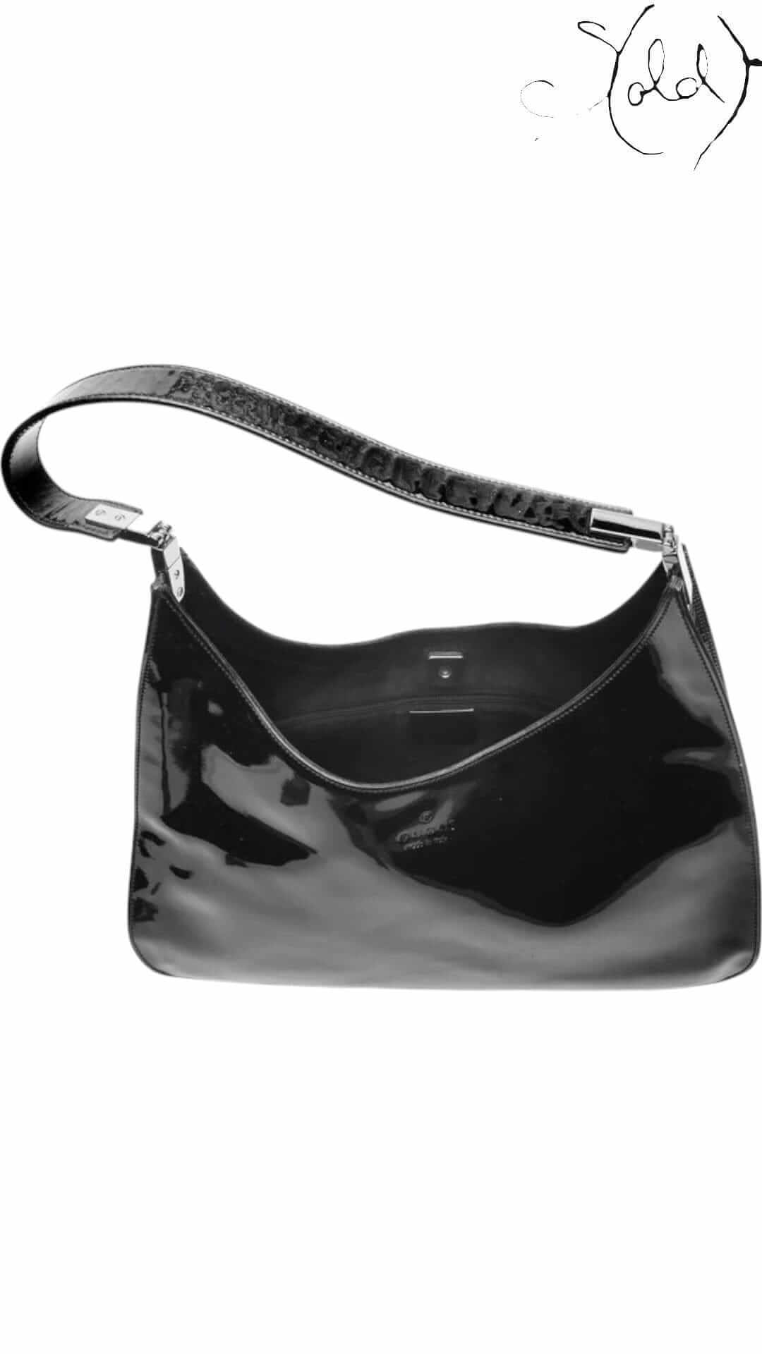 GUCCI Jackie Tom Ford Patent Black– Y2K Revival, Interior view | Sold Attire