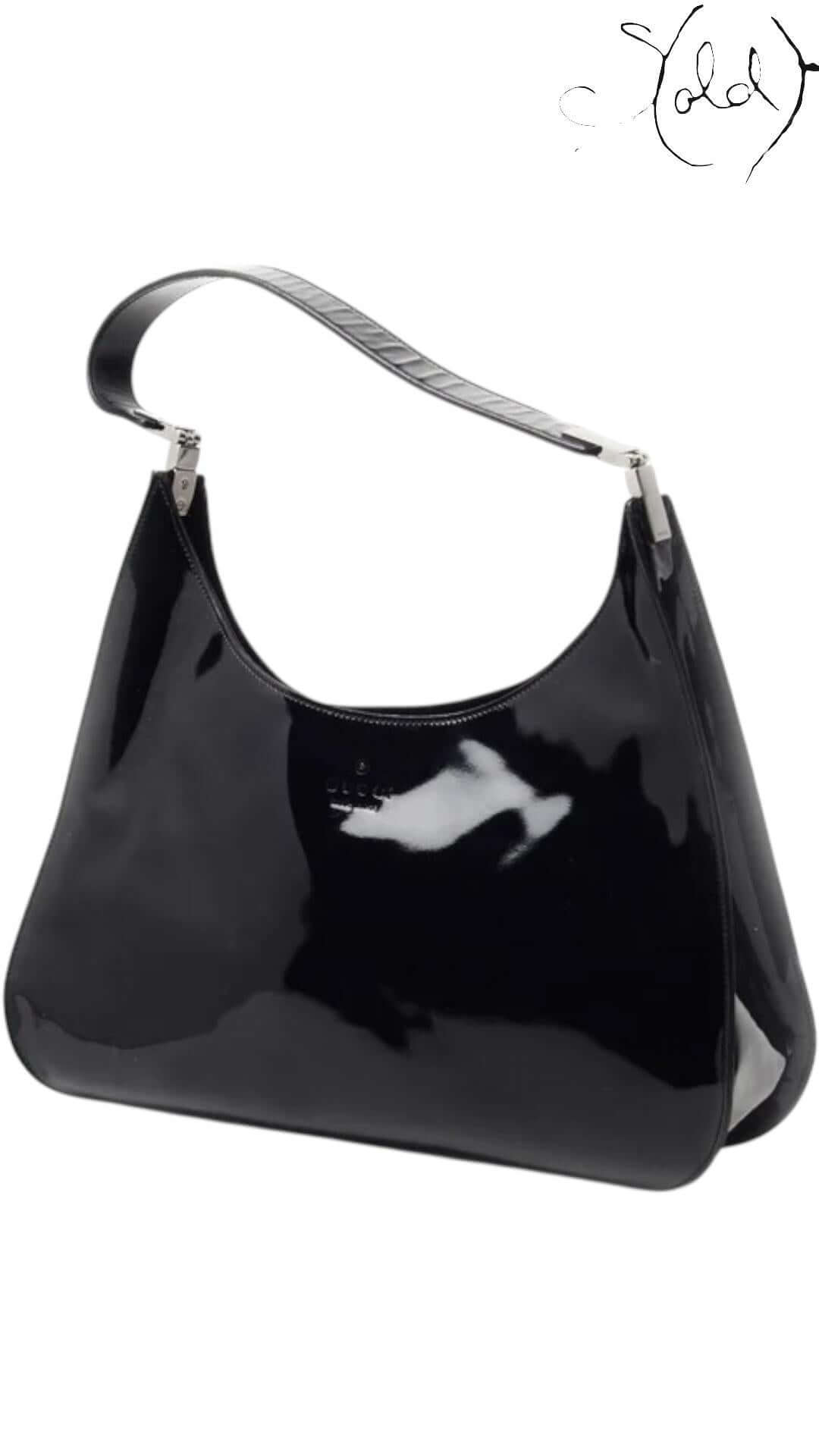 GUCCI Jackie Tom Ford Patent Black– Y2K Revival, Back view | Sold Attire
