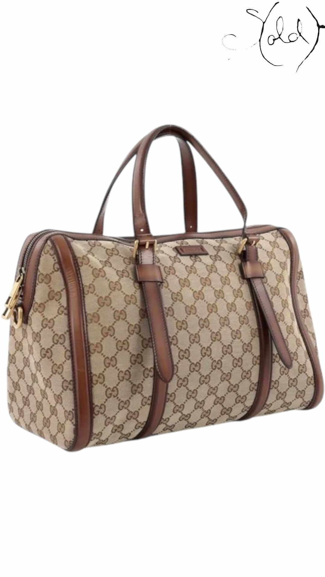 Gucci Bag GUCCI Lady Web Boston – Original GG Canvas & Leather Trim | Sold Attire