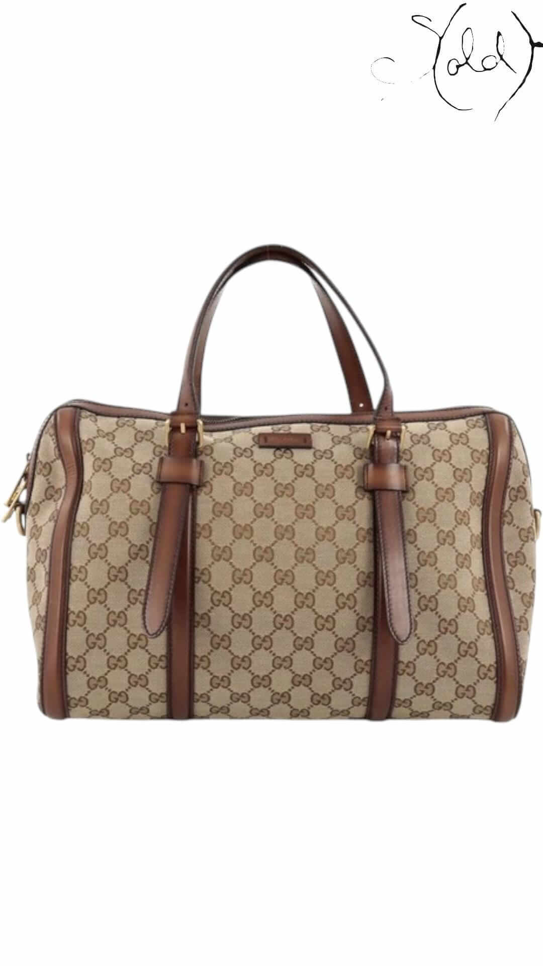 Gucci Bag GUCCI Lady Web Boston – Original GG Canvas & Leather Trim | Sold Attire