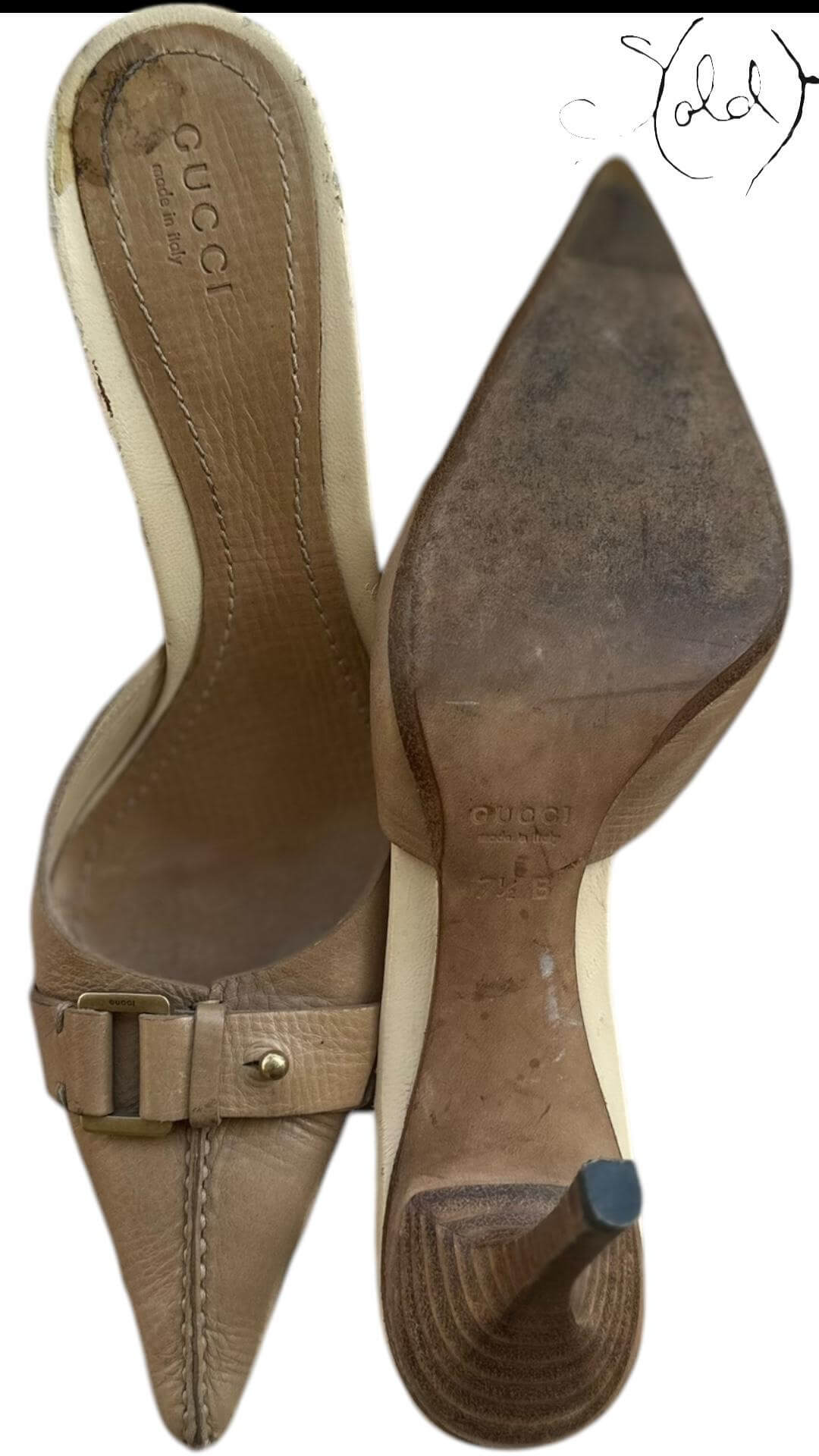 Gucci Leather Kitten Heels – Archive Elegance — Back view | Sold Attire