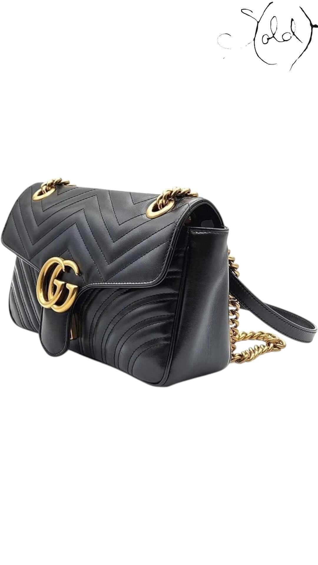 Gucci GG Marmont Black Matelassé Shoulder Bag, Back view | Sold Attire