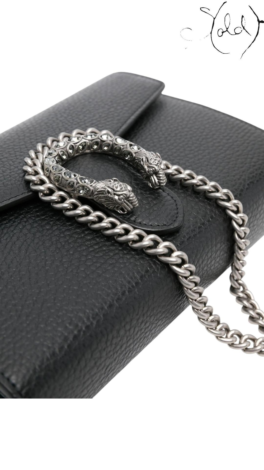 Gucci Mini Dionysus Leather Clutch Black, Back view | Sold Attire