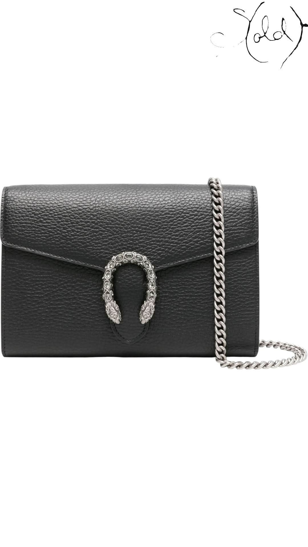 Gucci Mini Dionysus Leather Clutch Black | Sold Attire - Sold Attire