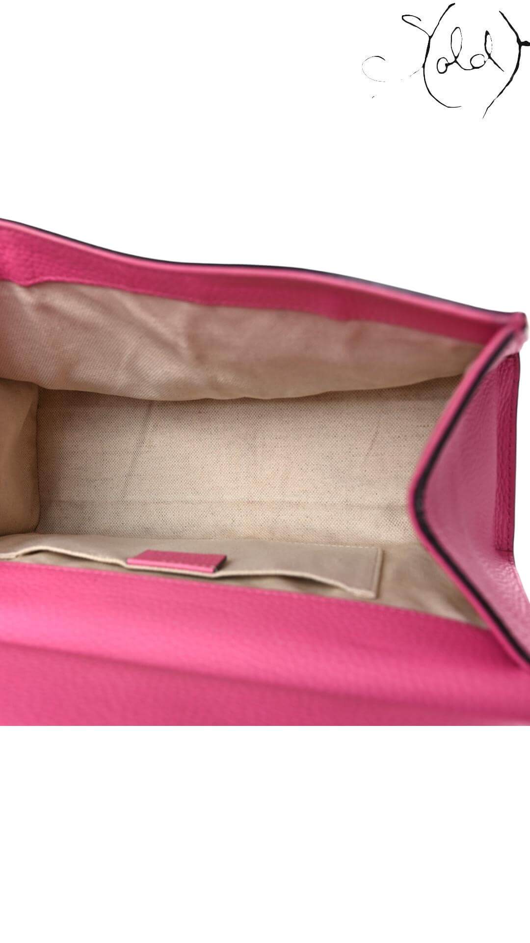 Gucci Mini GG Marmont Top Handle Bag – Tropical Pink Cellarius, Interior view | Sold Attire