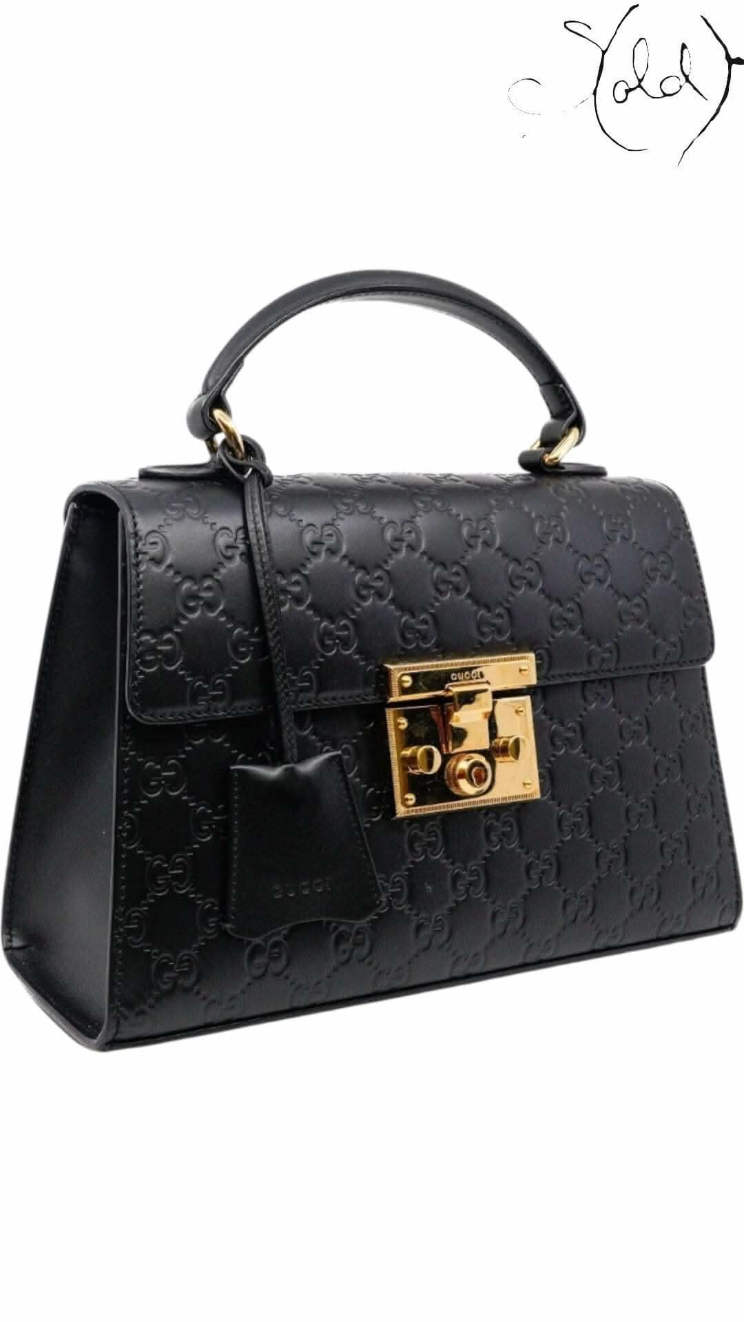 Gucci Padlock Top Handle in Double G Leather Black – Oxidized Elegance | Sold Attire - Sold Attire