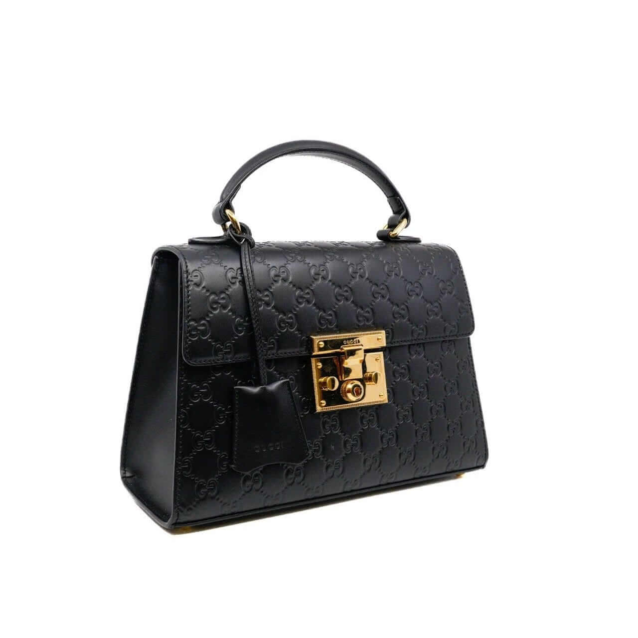 Gucci Padlock Top Handle in Double G Leather Black – Oxidized Elegance, Back view | Sold Attire