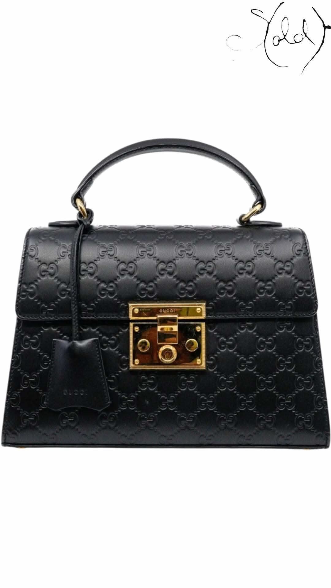 Gucci Padlock Top Handle in Double G Leather Black – Oxidized Elegance | Sold Attire - Sold Attire