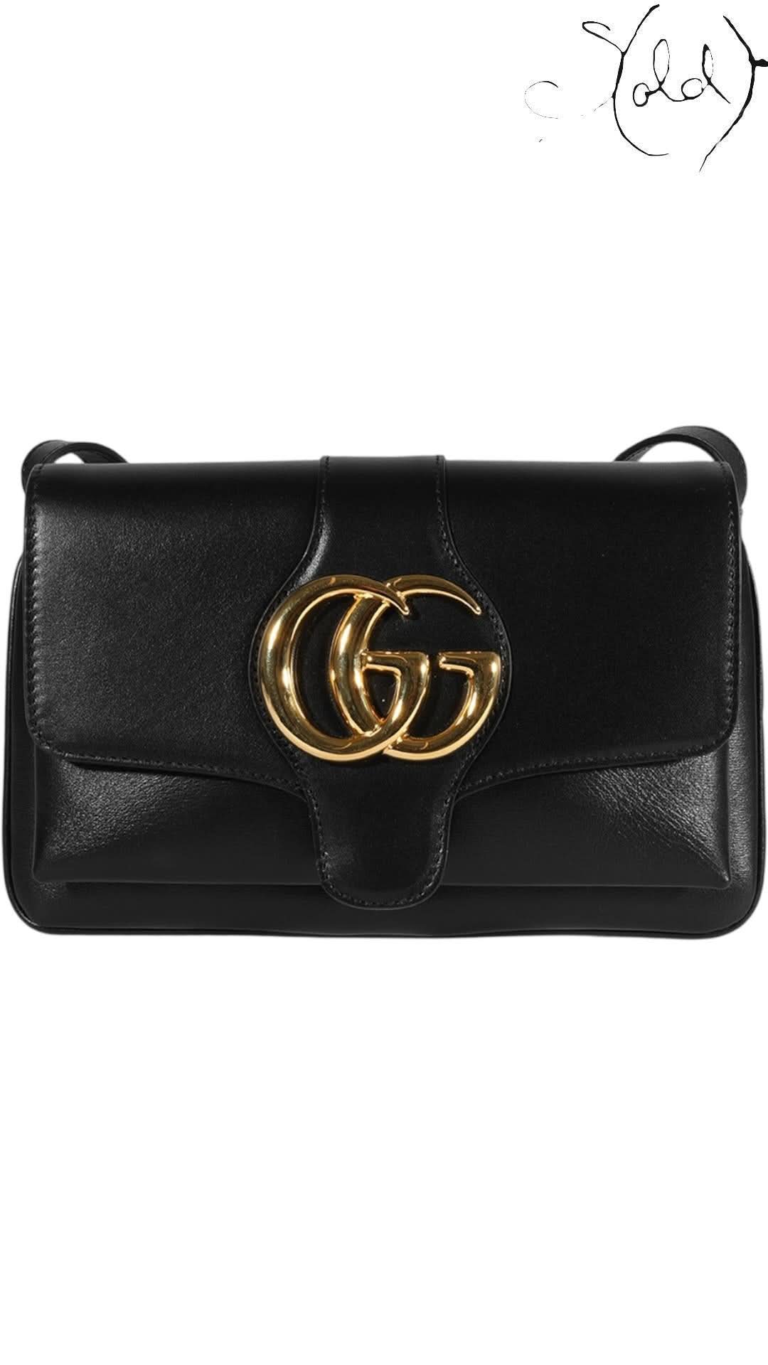 Gucci Shoulder Bags Gucci Arli Small Shoulder Bag Black Leather GG Hardware | Sold Attire