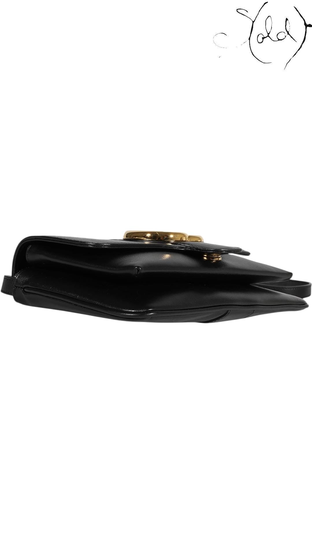 Gucci Arli Small Shoulder Bag Black Leather GG Hardware — Interior view | Sold Attire