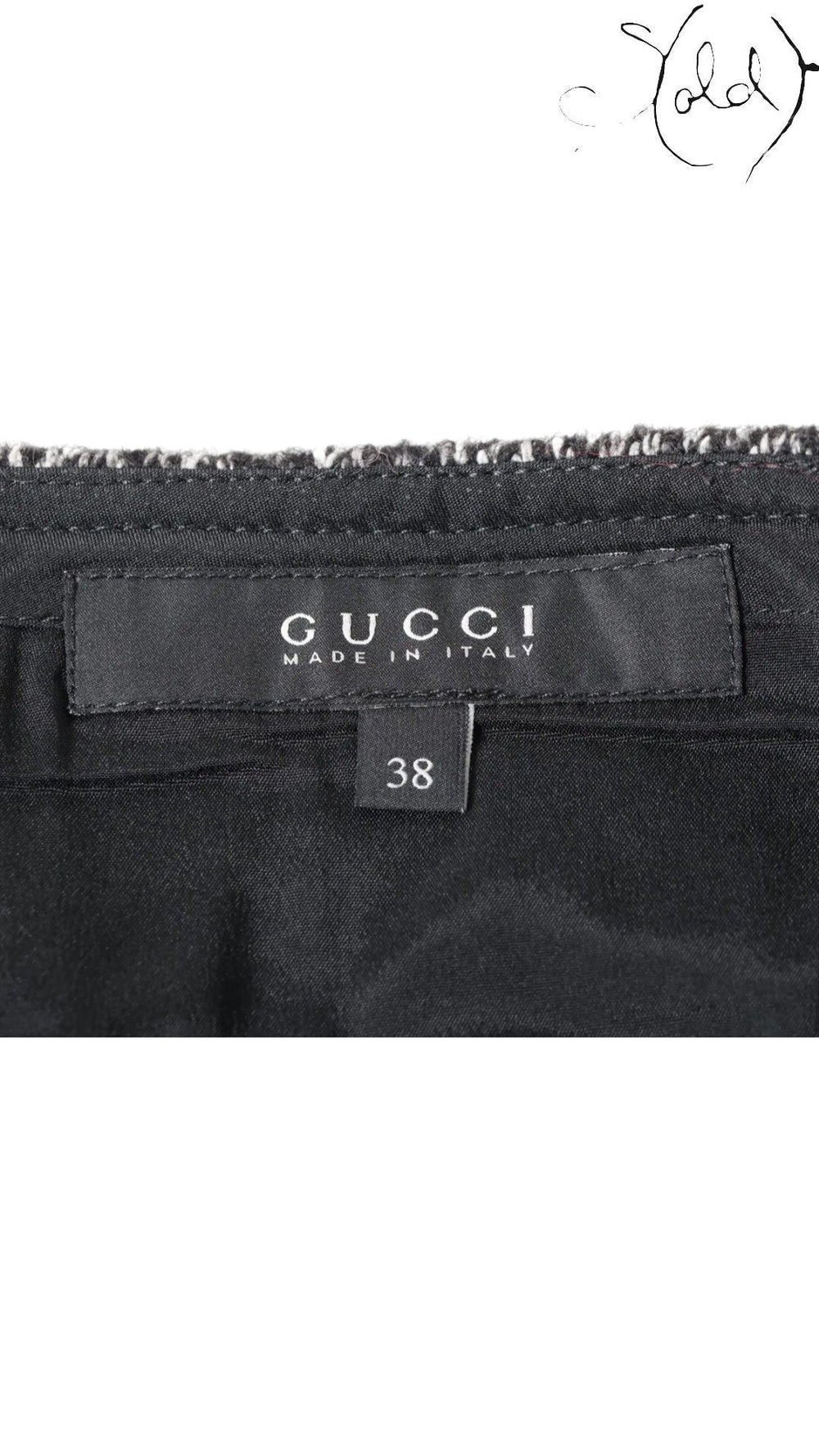 Gucci Herringbone Wool Skirt - Italian Craft, Interior view | Sold Attire