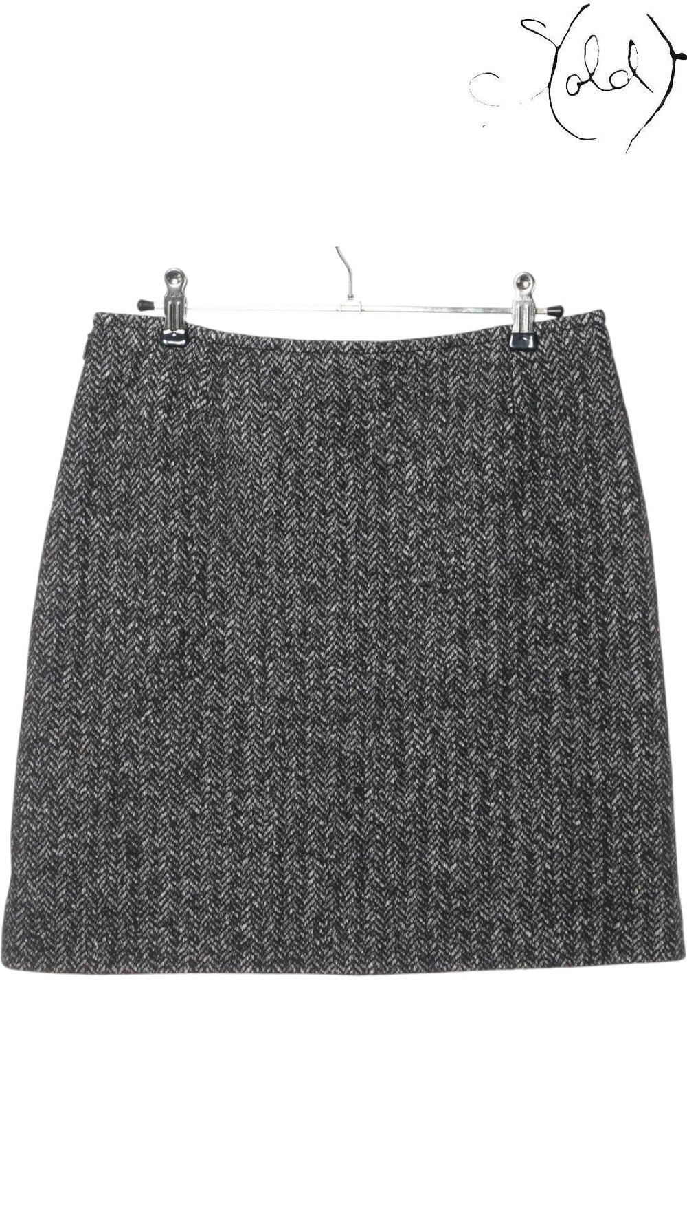 Gucci Herringbone Wool Skirt - Italian Craft, Back view | Sold Attire