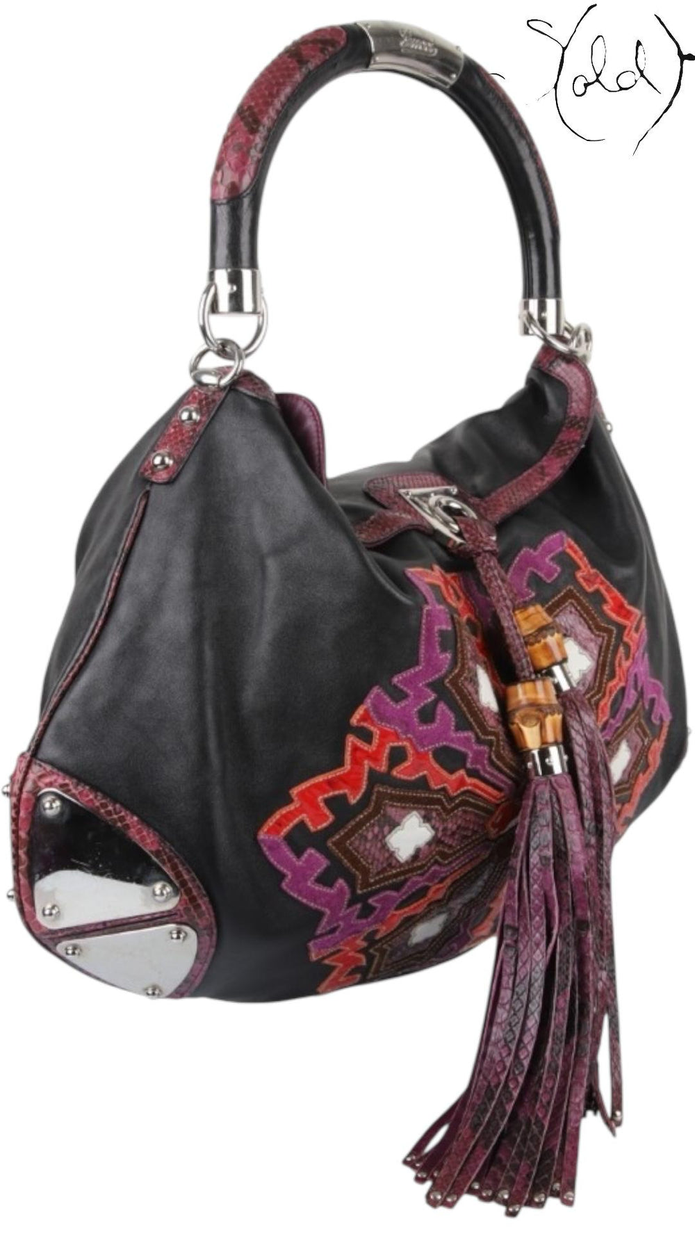 Gucci Spring 2007 Babouska Snakeskin Tassel Hobo, Back view | Sold Attire