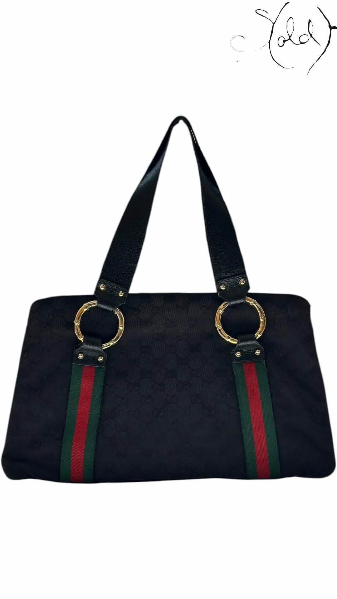 Gucci Vintage Monogram Web Handbag – 2000s Noir | Sold Attire - Sold Attire