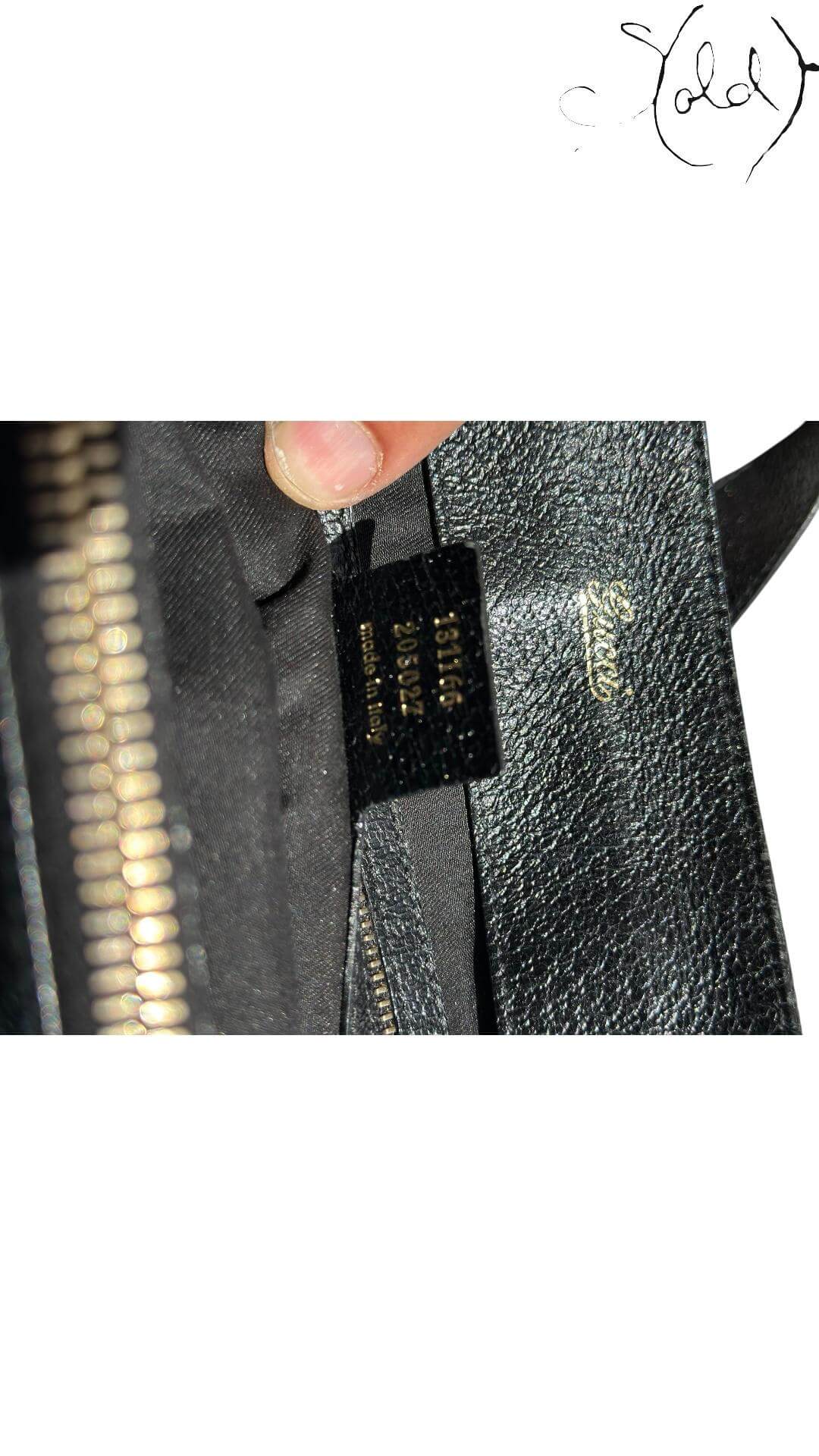 Gucci Vintage Monogram Web Handbag – 2000s Noir, Strap detail | Sold Attire